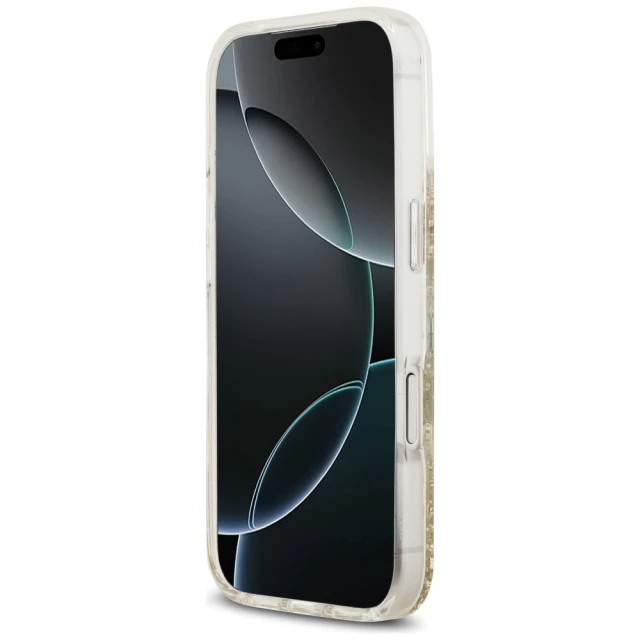 Чохол Guess Resin Bottom Glitter для iPhone 17 Pro Gold with MagSafe (GUHMP17LRGRGED)
