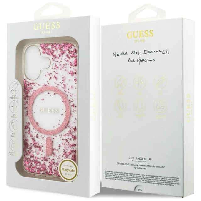 Чохол Guess Resin Bottom Glitter для iPhone 17 Pink with MagSafe (GUHMP17SRGRGEP)