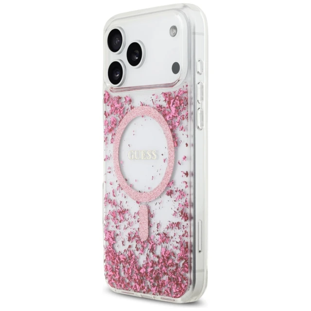 Чохол Guess Resin Bottom Glitter для iPhone 17 Pro Max Pink with MagSafe (GUHMP17XRGRGEP)