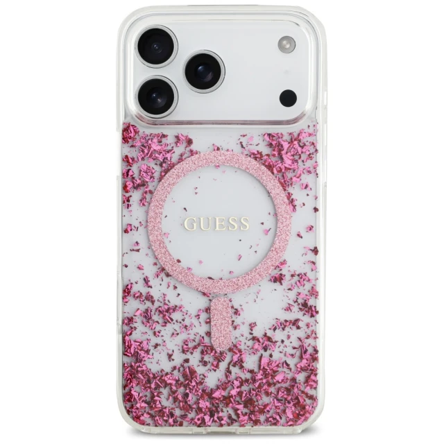 Чохол Guess Resin Bottom Glitter для iPhone 17 Pro Max Pink with MagSafe (GUHMP17XRGRGEP)