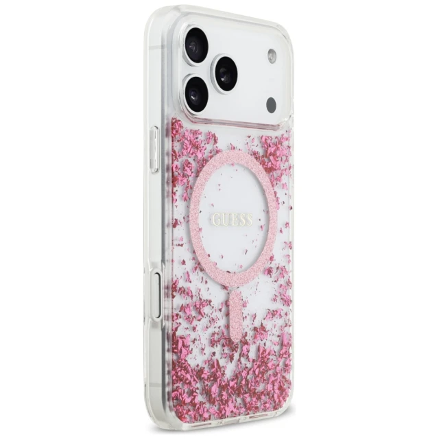 Чохол Guess Resin Bottom Glitter для iPhone 17 Pro Max Pink with MagSafe (GUHMP17XRGRGEP)