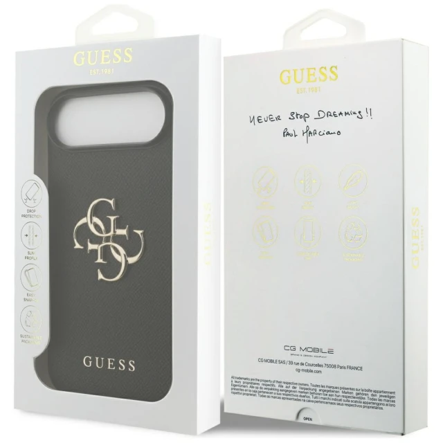 Чохол Guess Grained Big 4G & Classic Logo для iPhone 17 Air Black (GUHCP17MPGT4MBK)