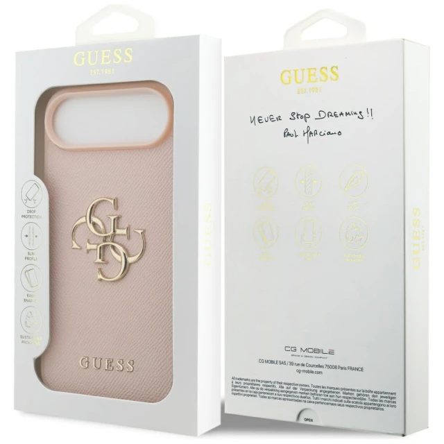 Чохол Guess Grained Big 4G & Classic Logo для iPhone 17 Air Pink (GUHCP17MPGT4MBP)