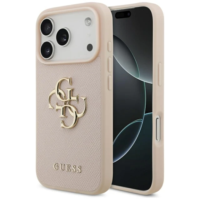 Чохол Guess Grained Big 4G & Classic Logo для iPhone 17 Pro Pink (GUHCP17LPGT4MBP)