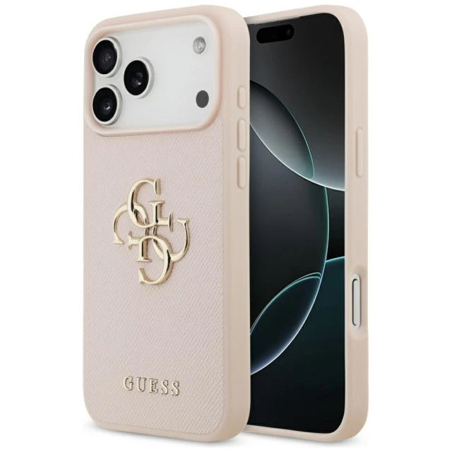 Чохол Guess Grained Big 4G & Classic Logo для iPhone 17 Pro Max Pink (GUHCP17XPGT4MBP)