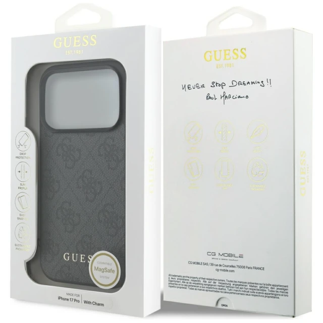 Чохол Guess 4G Charms Collection для iPhone 17 Pro Black with MagSafe (GUHMP17LGF4GCK)