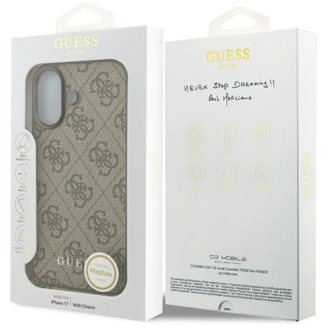 Чохол Guess 4G Charms Collection для iPhone 17 Brown with MagSafe (GUHMP17SGF4GCW)