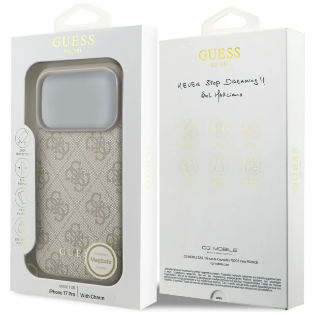 Чохол Guess 4G Charms Collection для iPhone 17 Pro Pink with MagSafe (GUHMP17LGF4GCP)