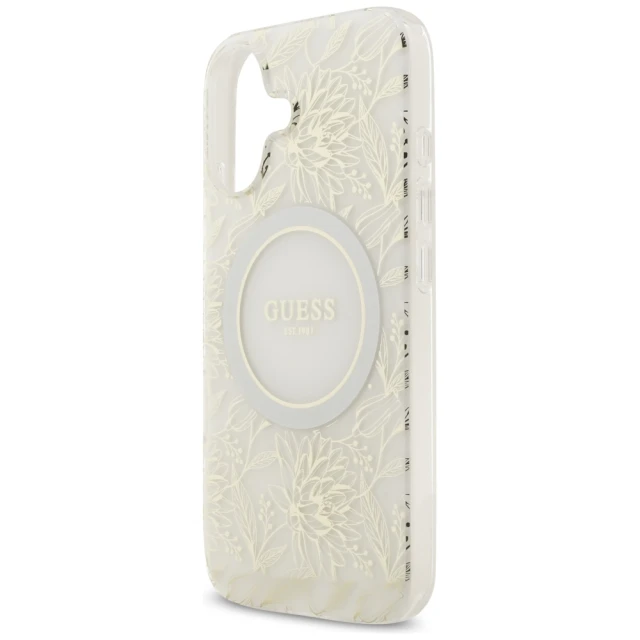 Чохол Guess IML Flowers Electro Pearl Strap для iPhone 17 White with MagSafe (GUHMP17SHCPOFPH)