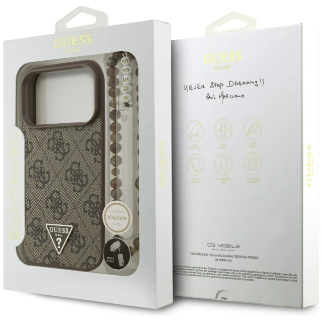 Чохол Guess 4G Strap Triangle Logo для iPhone 17 Pro Brown with MagSafe (GUHMP17LP4TSDPPSW)