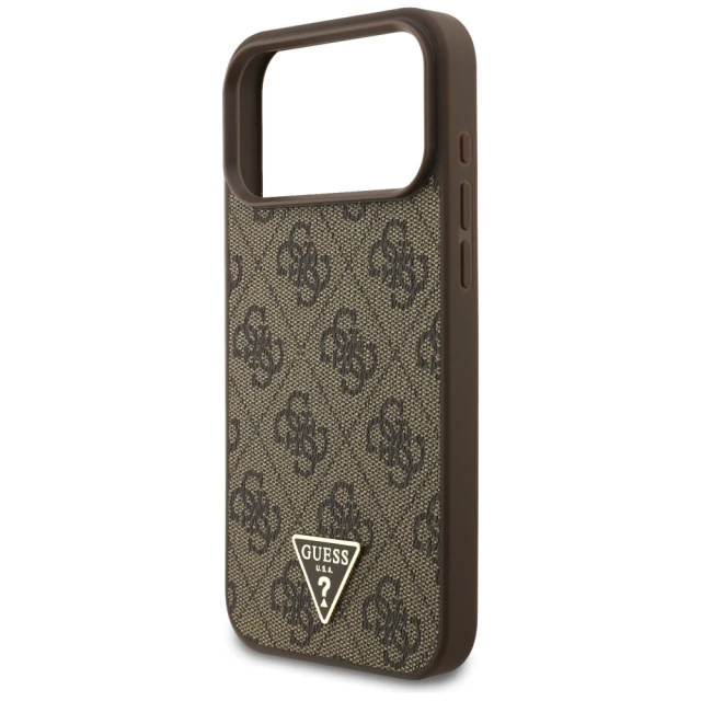 Чехол Guess 4G Strap Triangle Logo для iPhone 17 Pro Max Brown with MagSafe (GUHMP17XP4TSDPPSW)