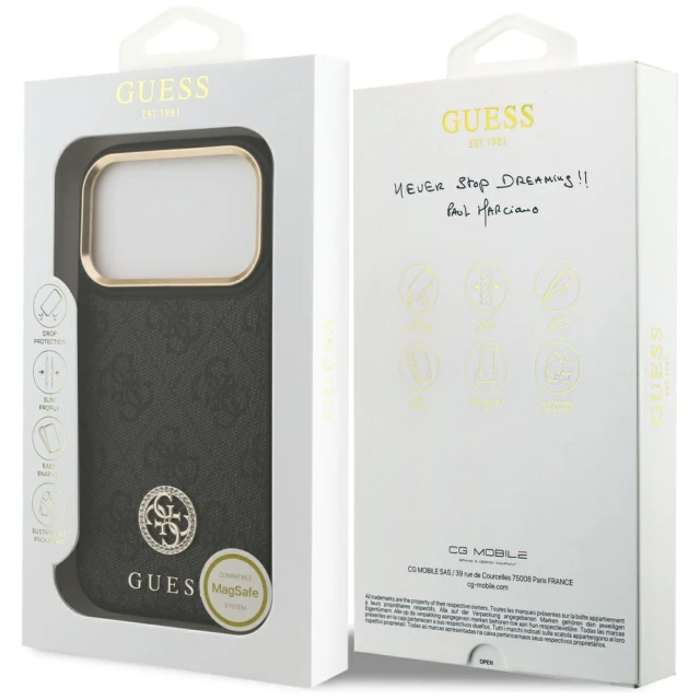 Чохол Guess 4G Strass Logo для iPhone 17 Pro Black with MagSafe (GUHMP17LP4GRMDEK)