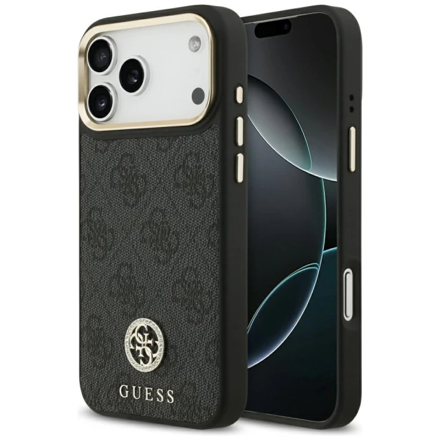 Чохол Guess 4G Strass Logo для iPhone 17 Pro Max Black with MagSafe (GUHMP17XP4GRMDEK)