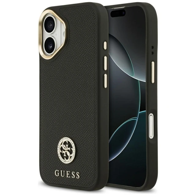 Чохол Guess Grained Strass Logo для iPhone 17 Black with MagSafe (GUHMP17SPGCRMDEK)