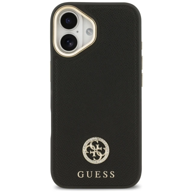 Чохол Guess Grained Strass Logo для iPhone 17 Black with MagSafe (GUHMP17SPGCRMDEK)