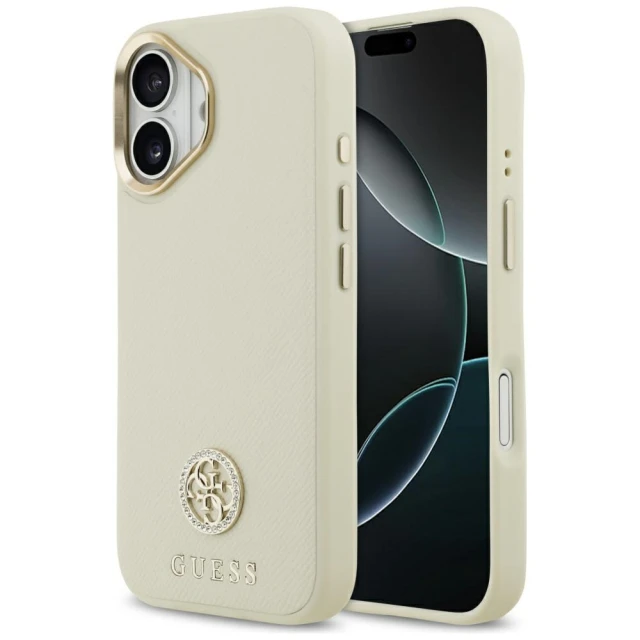 Чохол Guess Grained Strass Logo для iPhone 17 Beige with MagSafe (GUHMP17SPGCRMDEE)