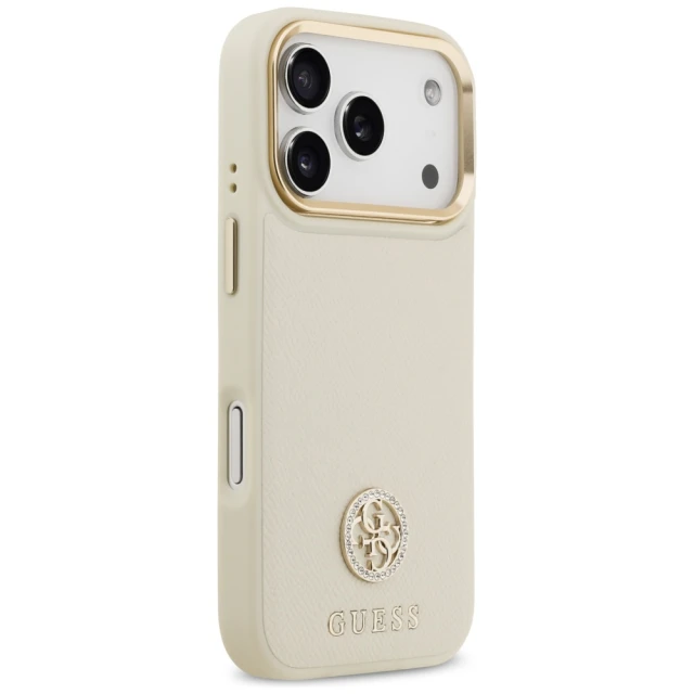 Чохол Guess Grained Strass Logo для iPhone 17 Pro Beige with MagSafe (GUHMP17LPGCRMDEE)