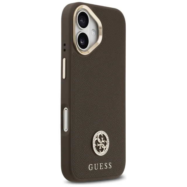 Чехол Guess Grained Strass Logo для iPhone 17 Brown with MagSafe (GUHMP17SPGCRMDEW)