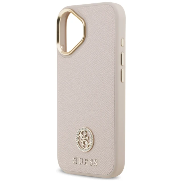 Чохол Guess Grained Strass Logo для iPhone 17 Pink with MagSafe (GUHMP17SPGCRMDEP)