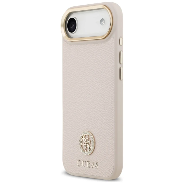 Чехол Guess Grained Strass Logo для iPhone 17 Air Pink with MagSafe (GUHMP17MPGCRMDEP)