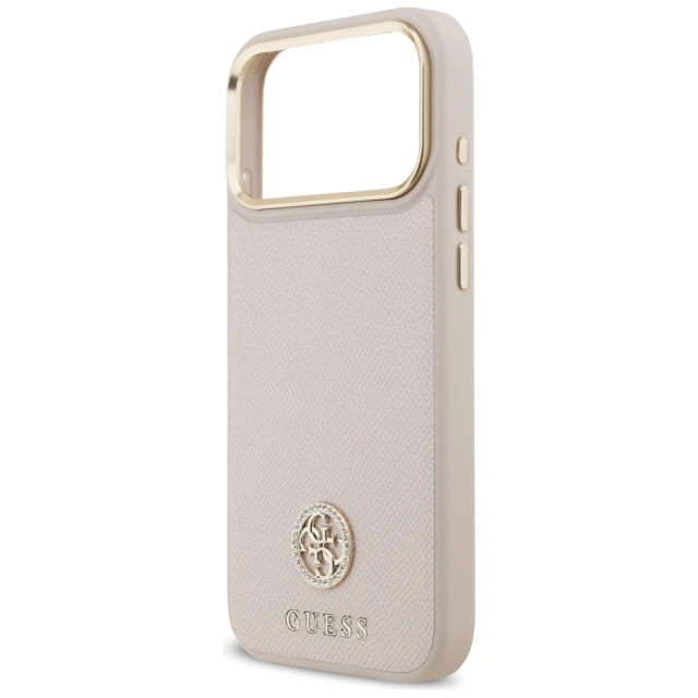 Чохол Guess Grained Strass Logo для iPhone 17 Pro Max Pink with MagSafe (GUHMP17XPGCRMDEP)