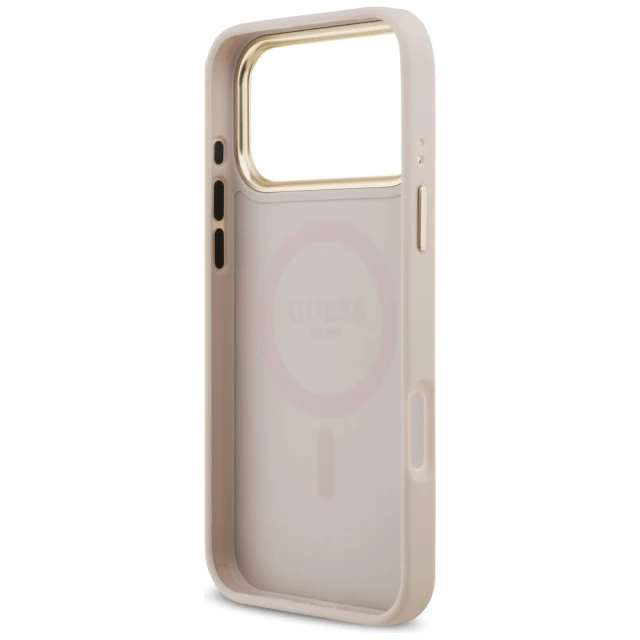 Чохол Guess Grained Strass Logo для iPhone 17 Pro Max Pink with MagSafe (GUHMP17XPGCRMDEP)