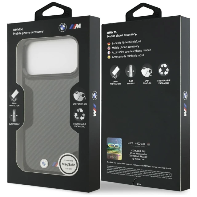 Чохол BMW M Kevlar Matt для iPhone 17 Pro Max Black with MagSafe (BMHMP17X24CFMMK)