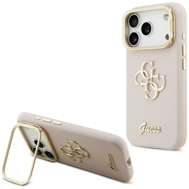 Чохол Guess Grained Big 4G & Stand Camera для iPhone 17 Pro Pink GUHCP17LPCS4GSP)