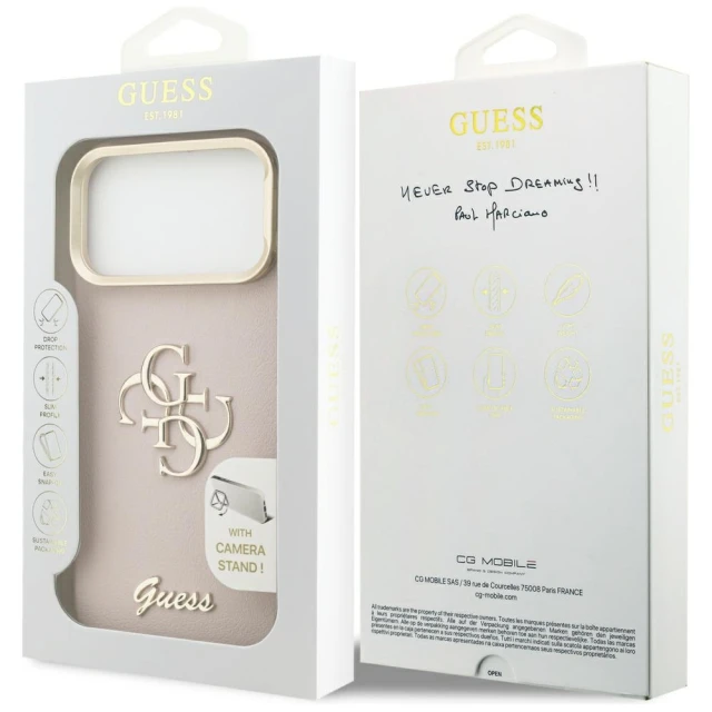 Чохол Guess Grained Big 4G & Stand Camera для iPhone 17 Pro Max Pink (GUHCP17XPCS4GSP)