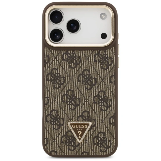 Чохол Guess 4G PU Triangle Logo & Stand Camera для iPhone 17 Pro Max Brown with MagSafe (GUHMP17XPCS4GPTW)