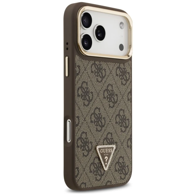 Чохол Guess 4G PU Triangle Logo & Stand Camera для iPhone 17 Pro Max Brown with MagSafe (GUHMP17XPCS4GPTW)