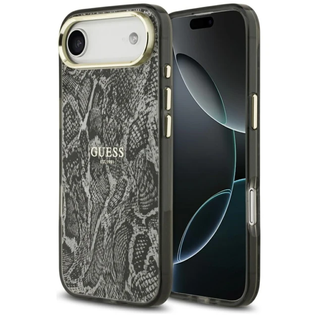 Чохол Guess Python Pattern для iPhone 17 Air Black with MagSafe (GUHMP17MHIMPYGK)