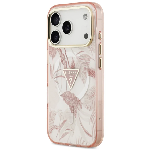 Чохол Guess Jungle Tonal Triangle для iPhone 17 Pro Pink with MagSafe (GUHMP17LHMILVTGP)