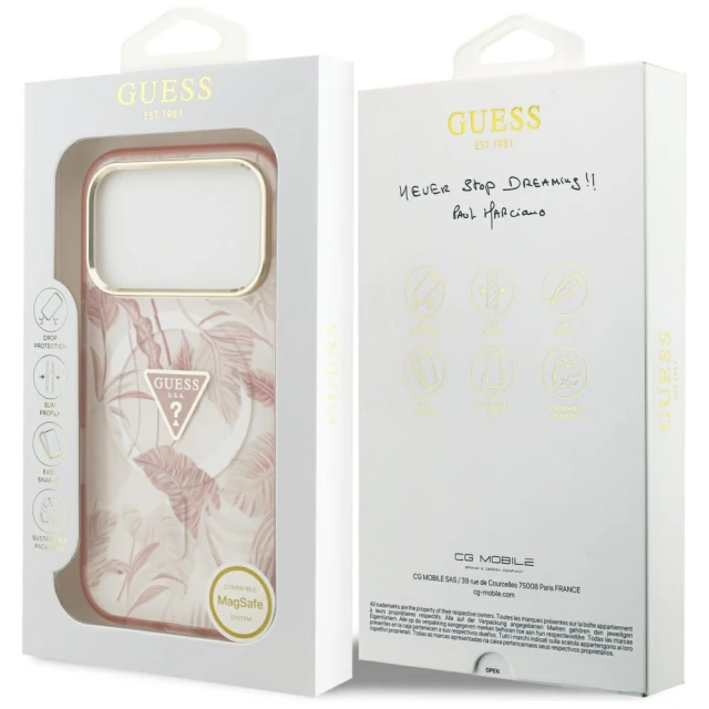 Чохол Guess Jungle Tonal Triangle для iPhone 17 Pro Pink with MagSafe (GUHMP17LHMILVTGP)