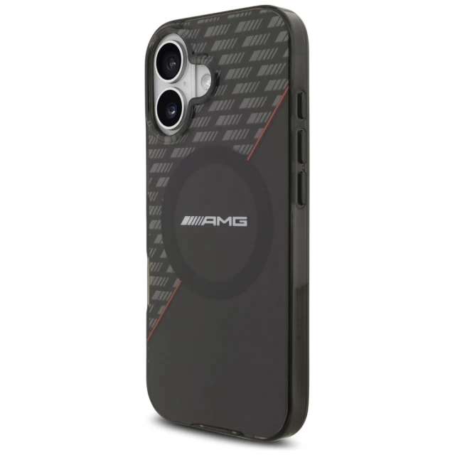 Чохол AMG Double Layer Transparent Rhombs для iPhone 17 Black Red with MagSafe (AMHMP17S24HRDKR)