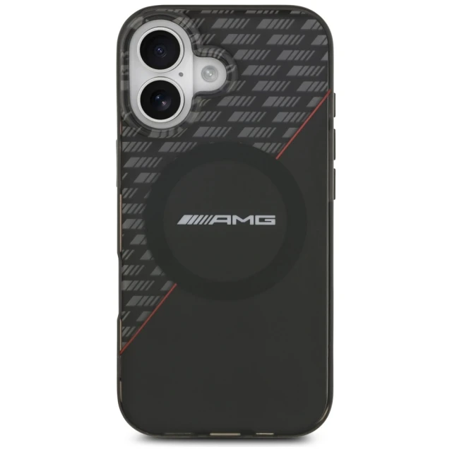 Чохол AMG Double Layer Transparent Rhombs для iPhone 17 Black Red with MagSafe (AMHMP17S24HRDKR)