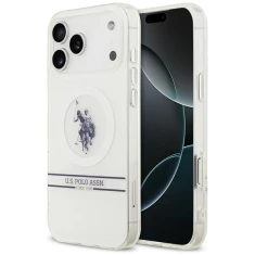 Чохол US Polo DH and Bottom Stripe Logo для iPhone 17 Pro Max White with MagSafe (USHMP17XUNEH)