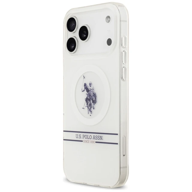 Чохол US Polo DH and Bottom Stripe Logo для iPhone 17 Pro Max White with MagSafe (USHMP17XUNEH)
