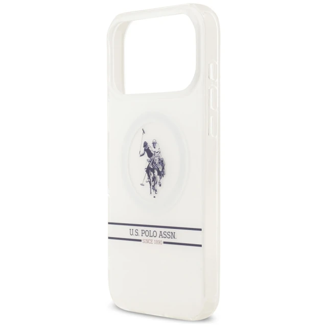 Чохол US Polo DH and Bottom Stripe Logo для iPhone 17 Pro Max White with MagSafe (USHMP17XUNEH)