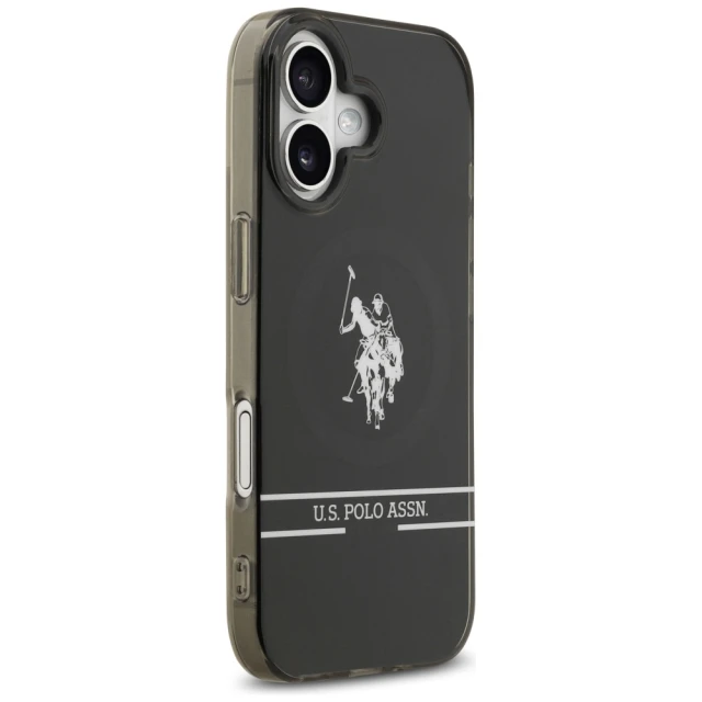 Чохол US Polo DH and Bottom Stripe Logo для iPhone 17 Black with MagSafe (USHMP17SUNEK)