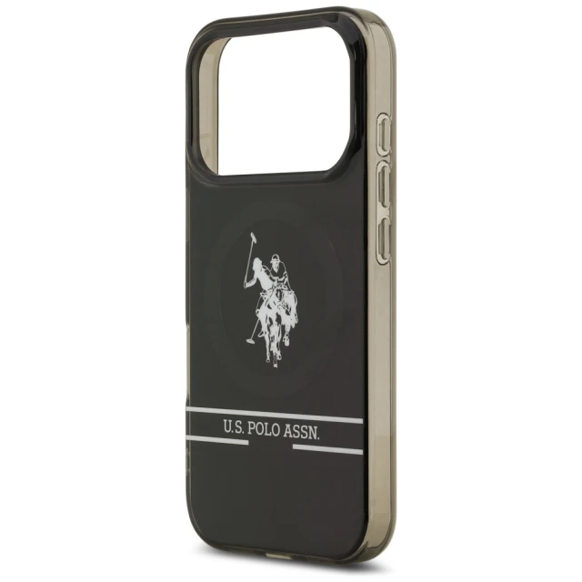 Чохол US Polo DH and Bottom Stripe Logo для iPhone 17 Pro Black with MagSafe (USHMP17LUNEK)