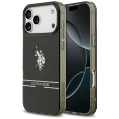 Чохол US Polo DH and Bottom Stripe Logo для iPhone 17 Pro Max Black with MagSafe (USHMP17XUNEK)