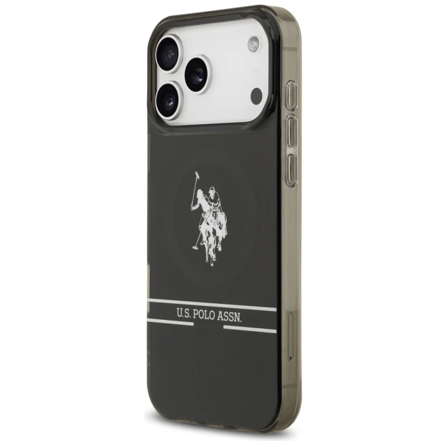 Чохол US Polo DH and Bottom Stripe Logo для iPhone 17 Pro Max Black with MagSafe (USHMP17XUNEK)