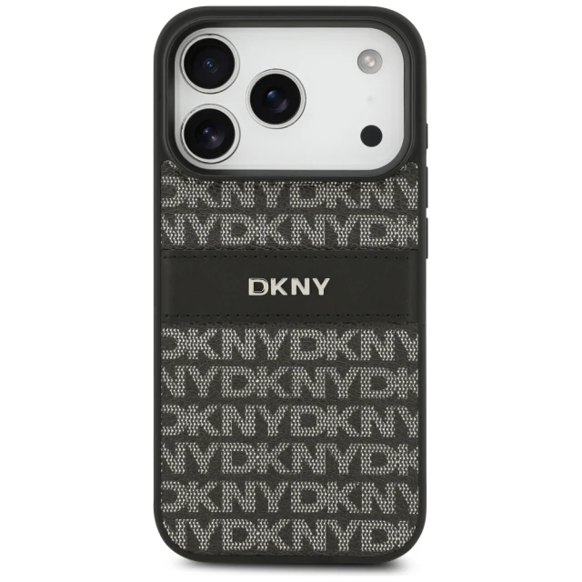 Чохол DKNY Repeat Texture Pattern with Tonal Stripe для iPhone 17 Pro Black (DKHCP17LPRTHSLK)