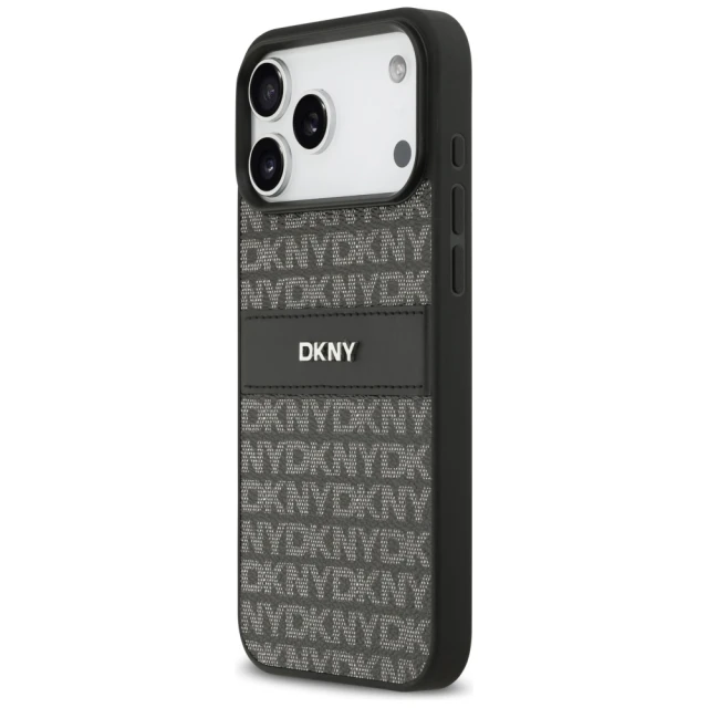 Чехол DKNY Repeat Texture Pattern with Tonal Stripe для iPhone 17 Pro Max Black (DKHCP17XPRTHSLK)