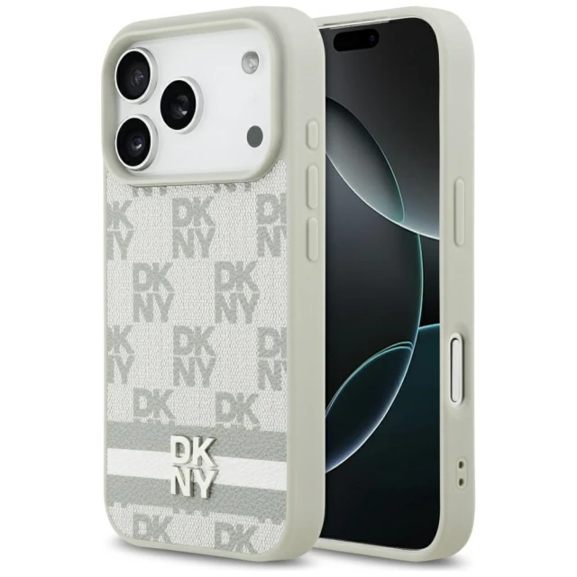 Чохол DKNY Checkered with Printed Stripes для iPhone 17 Pro Beige (DKHCP17LPCPTSSE)