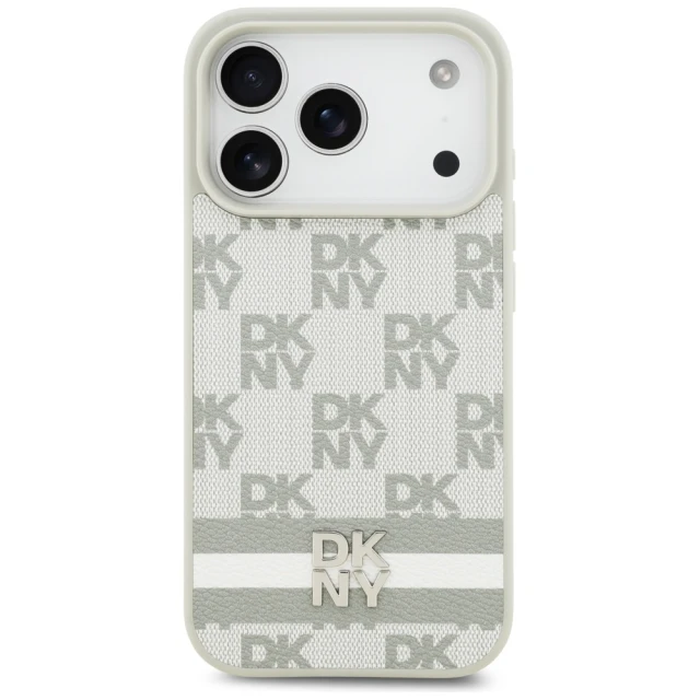 Чохол DKNY Checkered with Printed Stripes для iPhone 17 Pro Beige (DKHCP17LPCPTSSE)