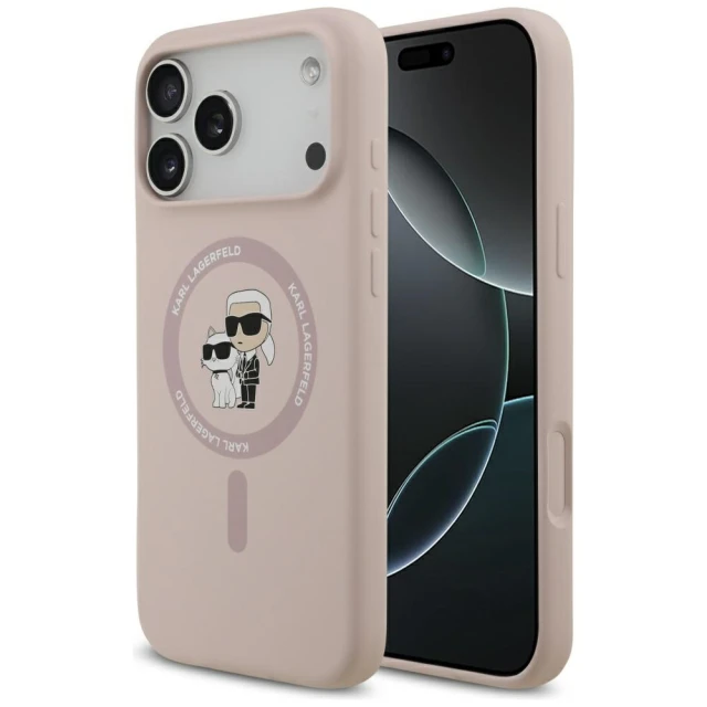 Чохол Karl Lagerfeld Silicone Karl&Choupette для iPhone 17 Pro Max Pink with MagSafe (KLHMP17XSCMKCRHP)