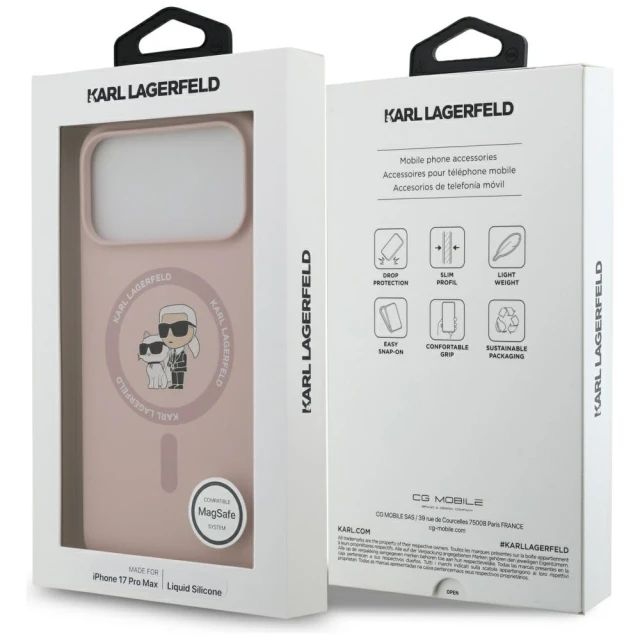 Чохол Karl Lagerfeld Silicone Karl&Choupette для iPhone 17 Pro Max Pink with MagSafe (KLHMP17XSCMKCRHP)