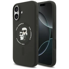 Чехол Karl Lagerfeld Silicone Karl & Choupette Ring для iPhone 17 Black with MagSafe (KLHMP17SSCMKCRHK)